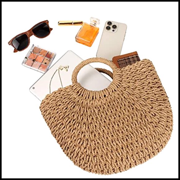 718GukQd8XS._AC_SY300_QL30_.jpg Handwoven Straw Tote Bag Boho Chic Summer Beach Essential Top Handle Purse